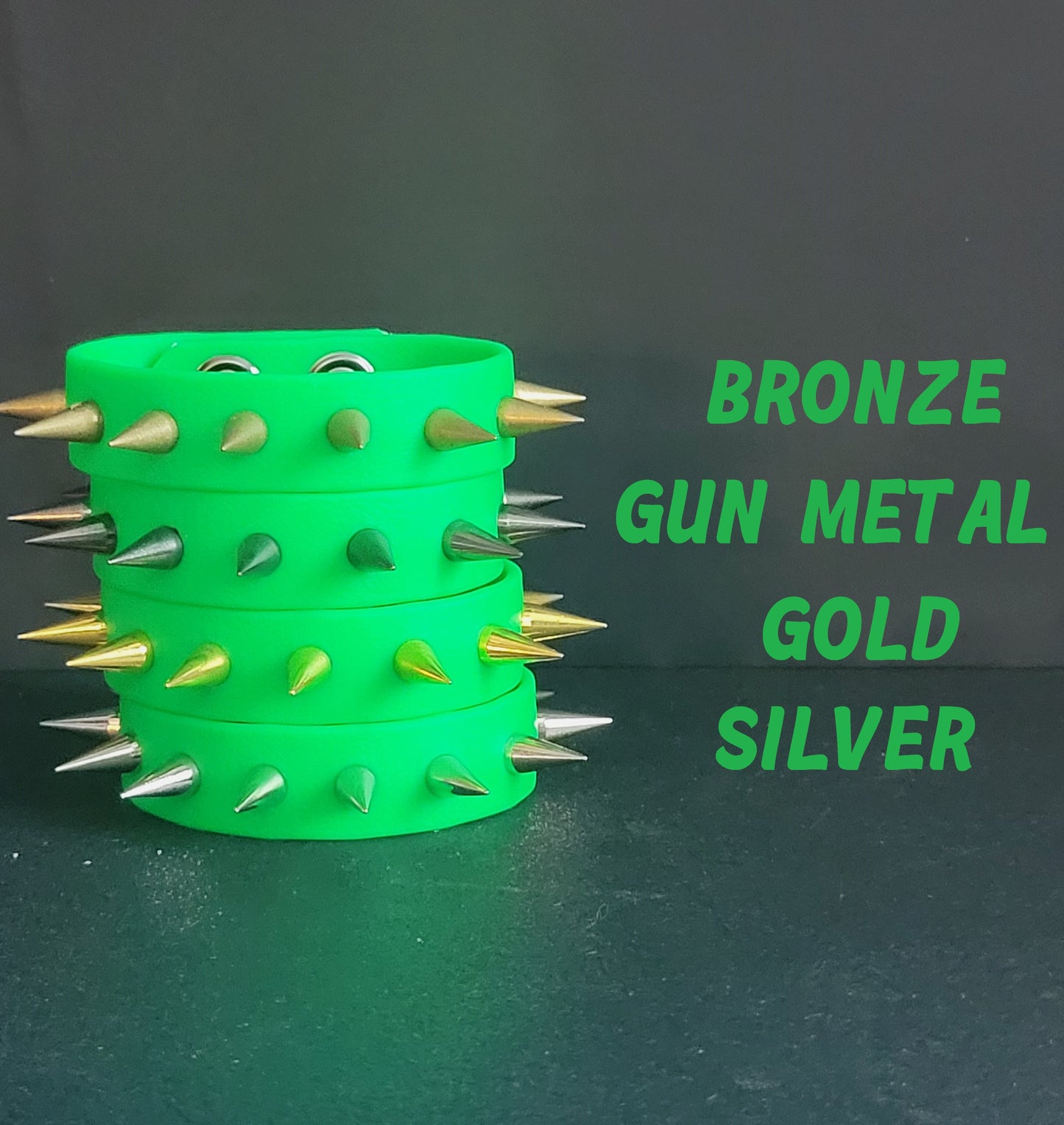 Vegan Leather Spike Bracelet. 3/4' Wide Single Row Metal Spikes.