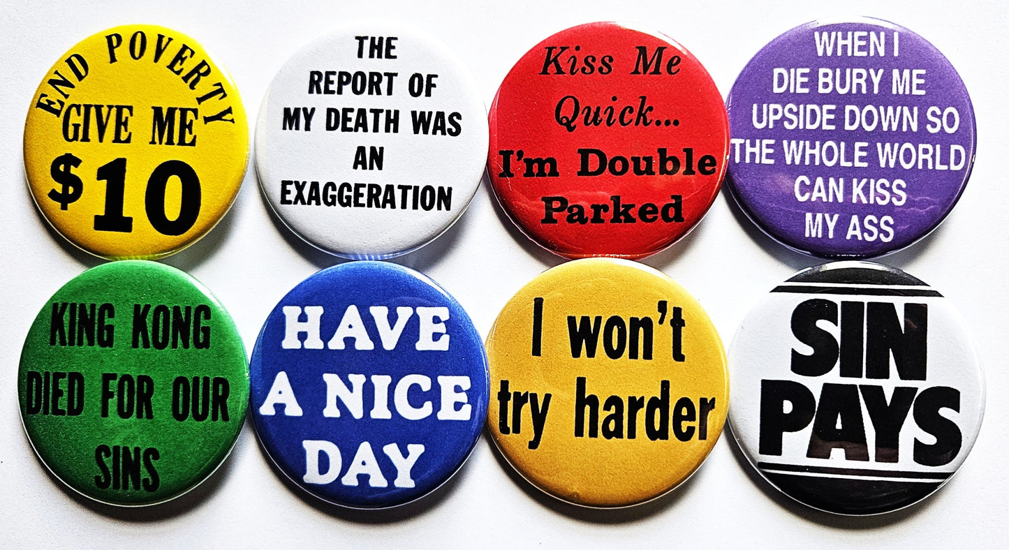 Vintage Reproduction Buttons Magnets & Bottle Openers. Set 02