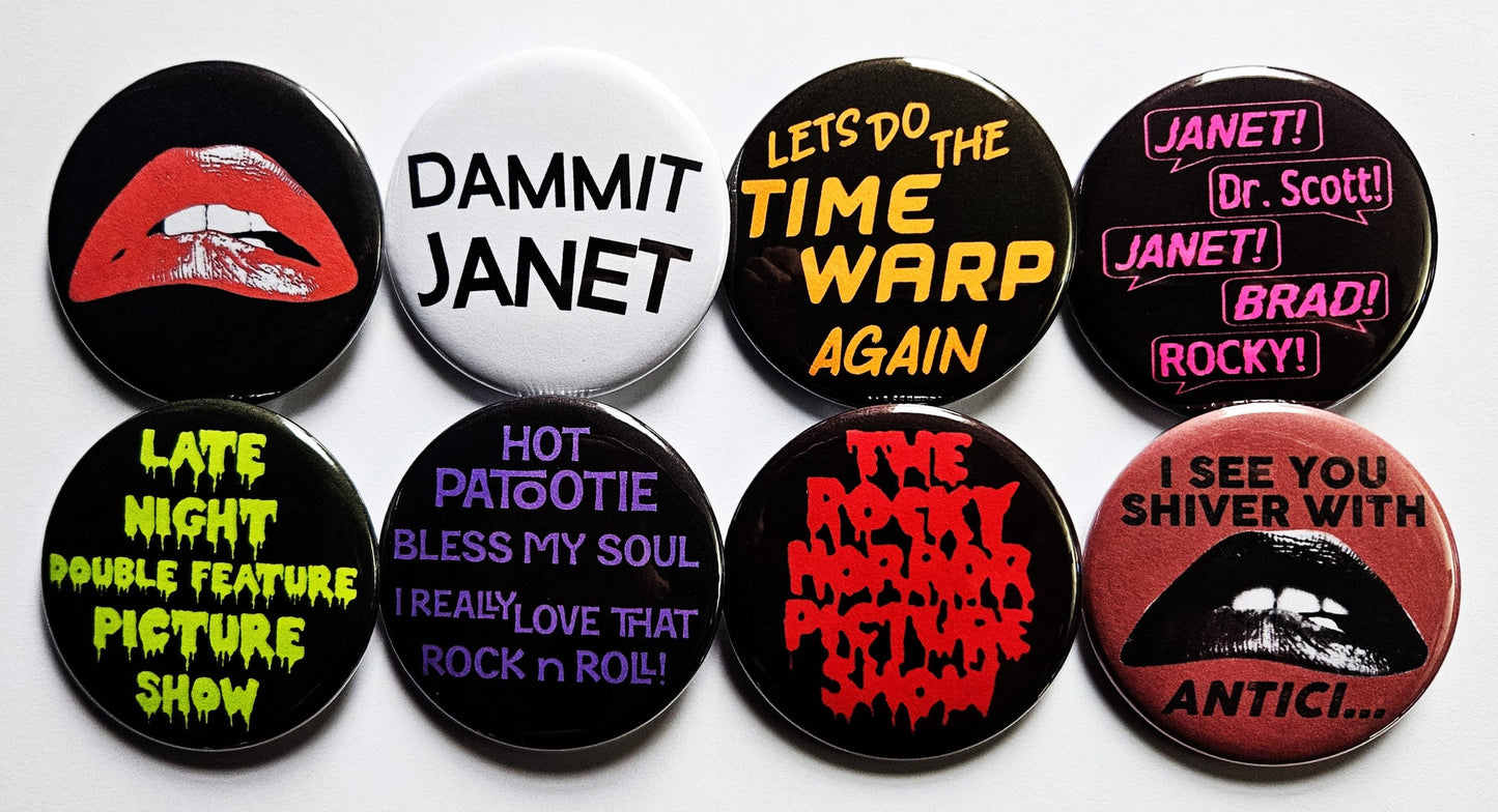 Rocky Horror Buttons Magnets & Bottle Openers. set 02