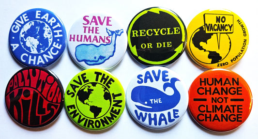 Vintage Environmental Buttons Magnets & Bottle Openers. set 01