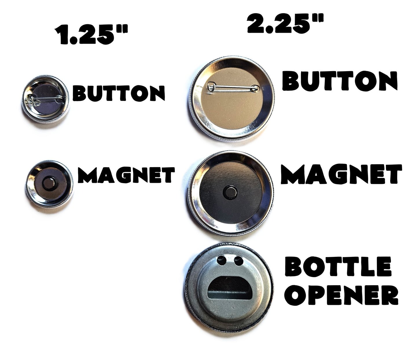 Vintage Reproduction Buttons Magnets & Bottle Openers. Set 34