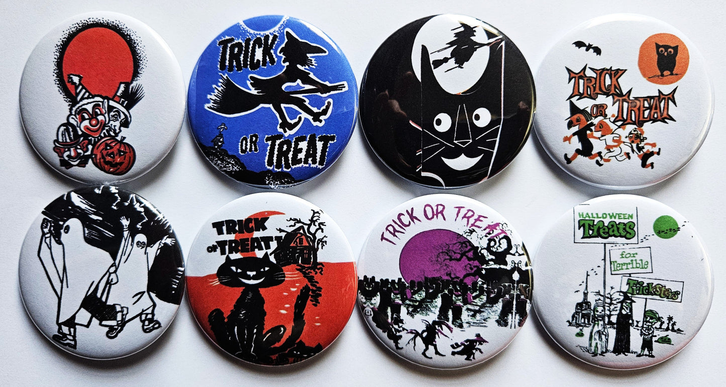 Vintage Halloween Buttons Magnets & Bottle Openers. set 04