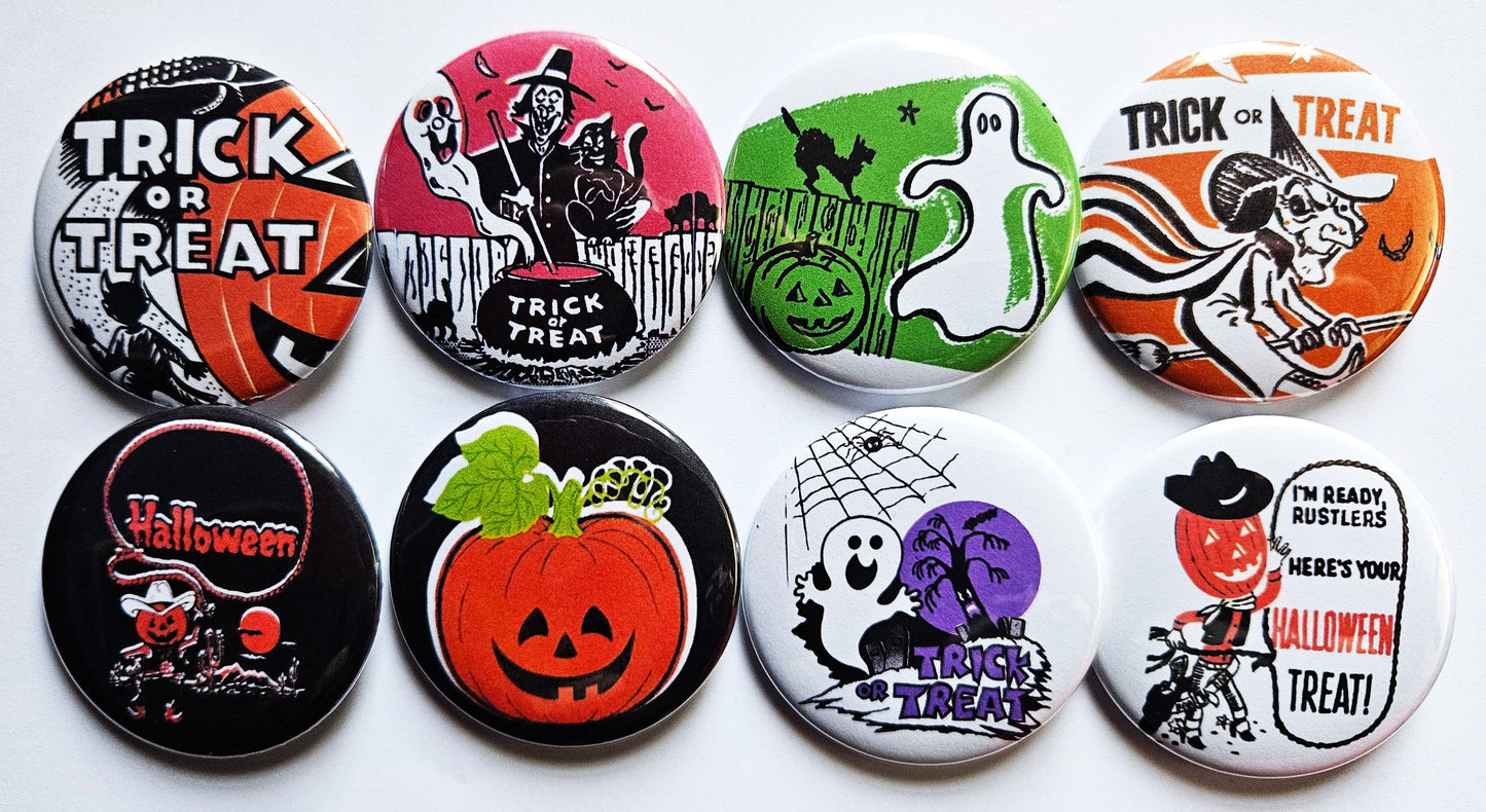 Vintage Halloween Buttons Magnets & Bottle Openers. set 05