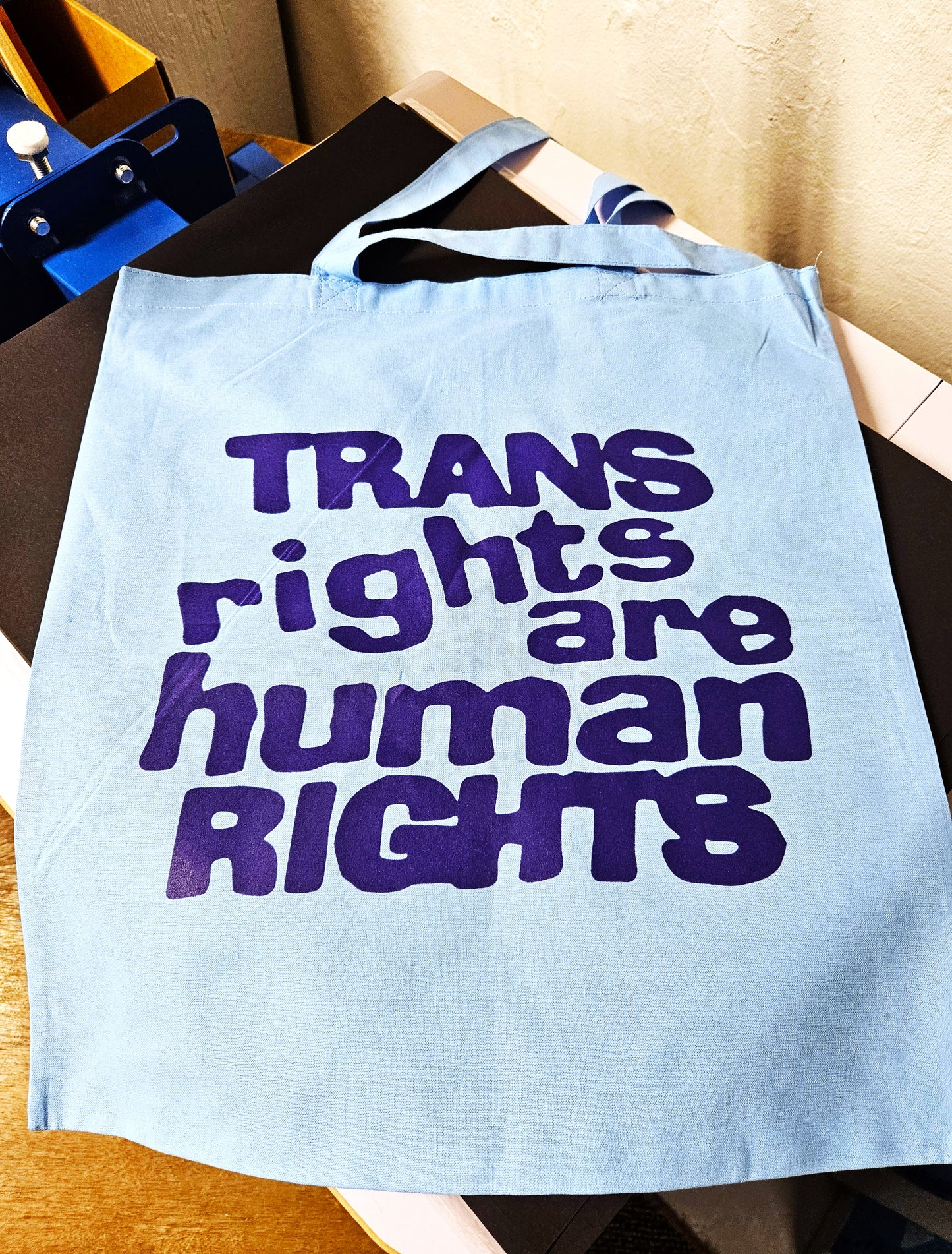 Trans Rights are Human Rights. Screen-printed Tote Bag