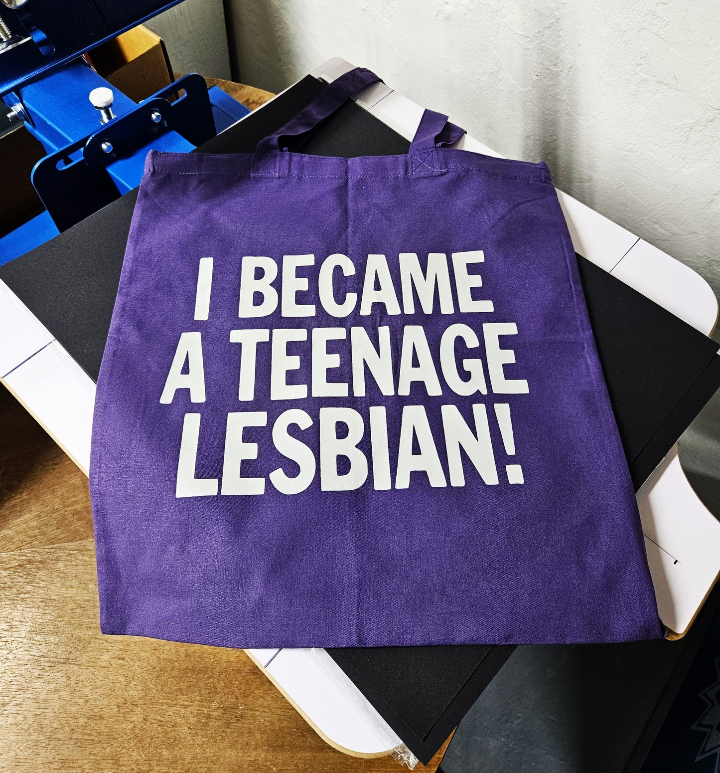 I Became a Teenage Lesbian. Screen-printed Tote Bag