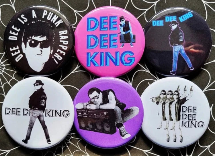 Dee Dee King Pin Back Buttons and Bottle Openers. 6 Button Set / 1.25 Small Button