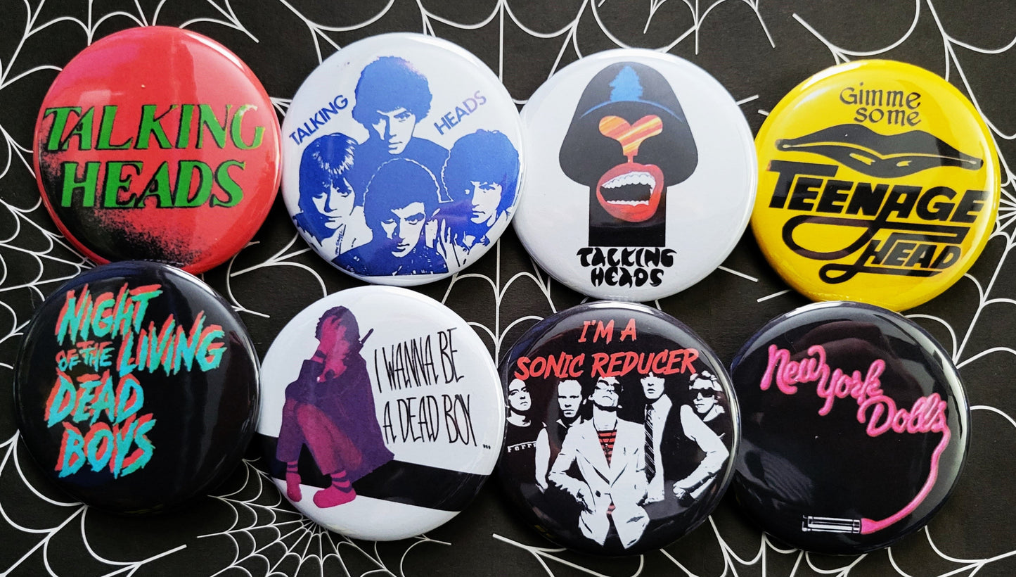 Classic Punk Rock Reproduction pinback Buttons & Bottle Openers. set 96