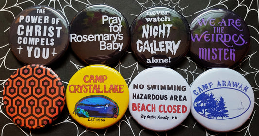 Horror Movie pinback Buttons & Bottle Openers. set 2