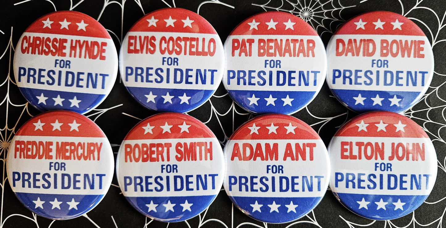 Rockers for President pinback Buttons & Bottle Openers. Set 4