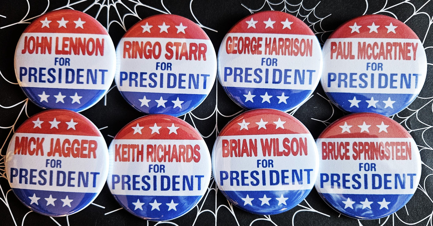 Rockers for President pinback Buttons & Bottle Openers. Set 7