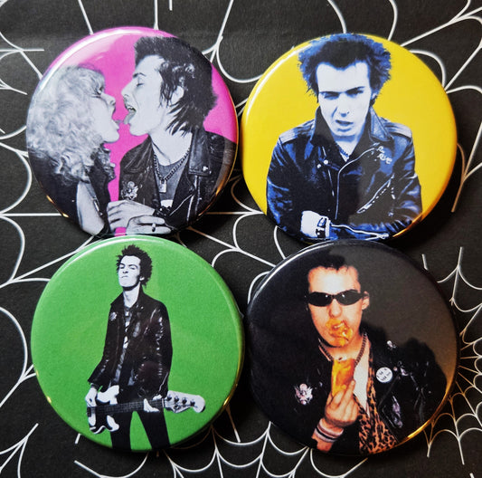 Sid Vicious pinback Buttons & Bottle Openers.