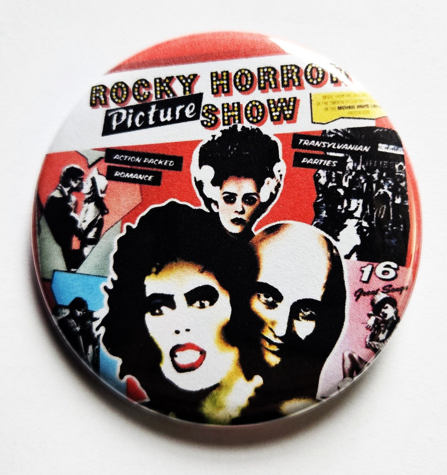 Rocky Horror Picture Show pinback Buttons & Bottle Openers. set 1