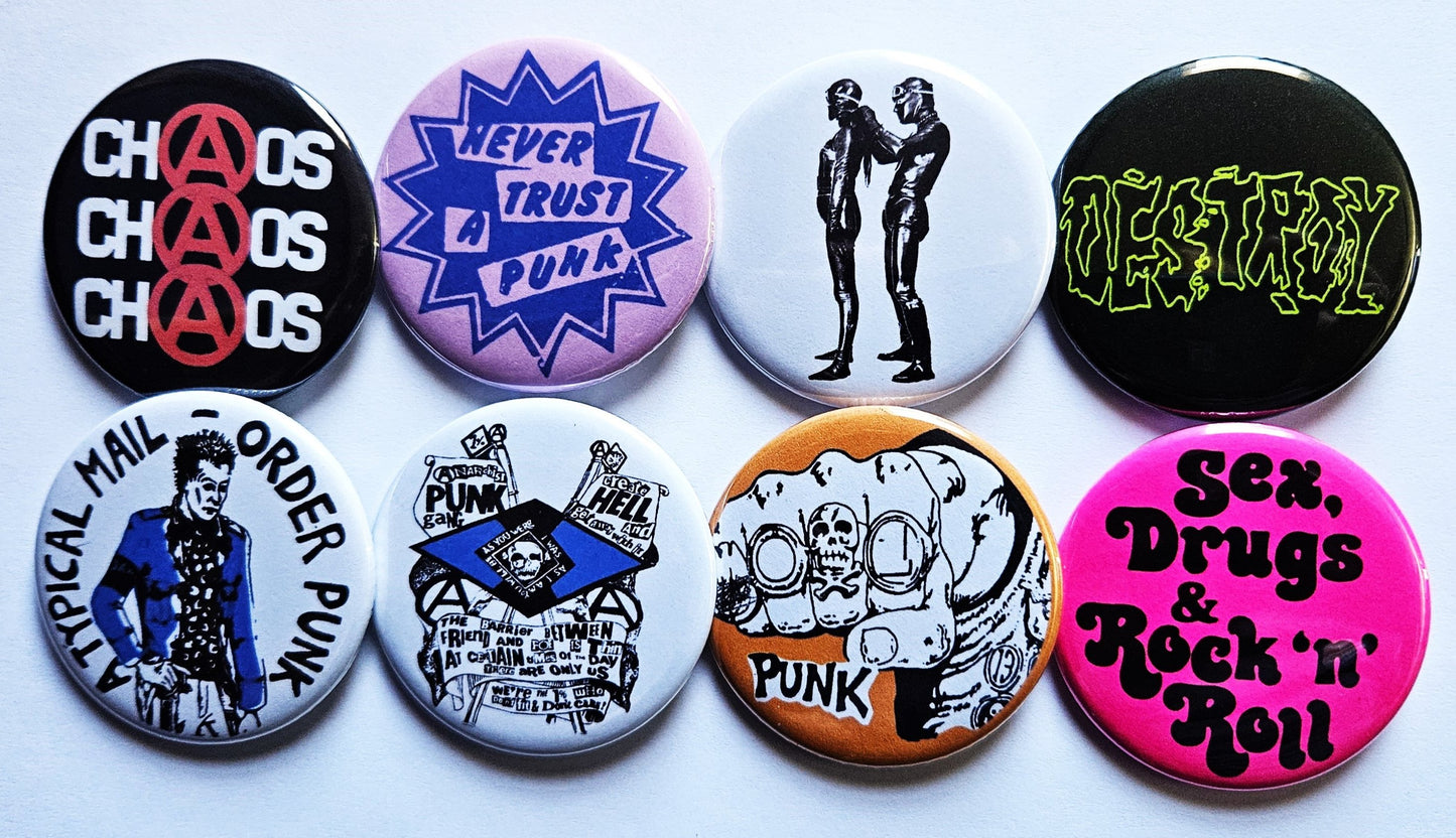 Punk Rock n Roll pinback Buttons & Bottle Openers. Set 02