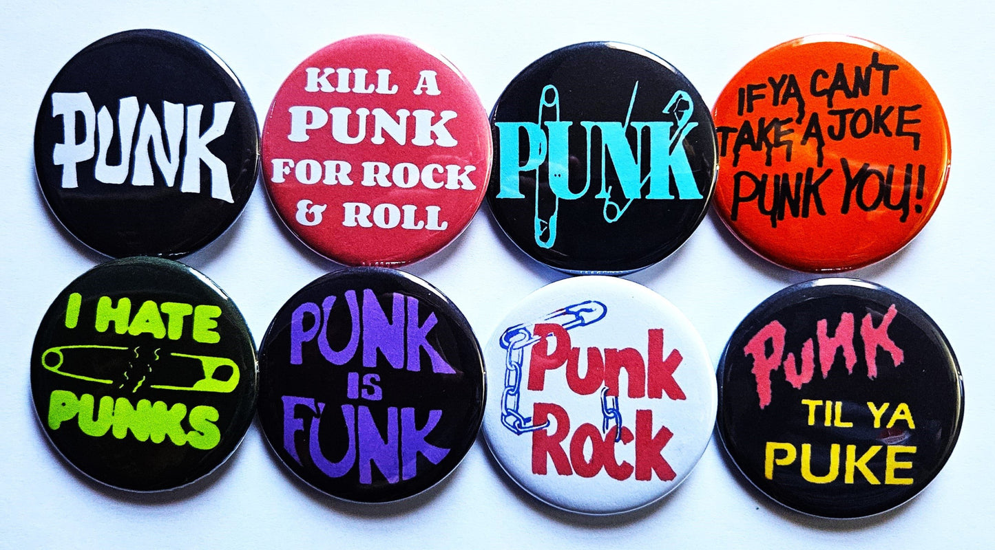 Punk Rock n Roll pinback Buttons & Bottle Openers. Set 03