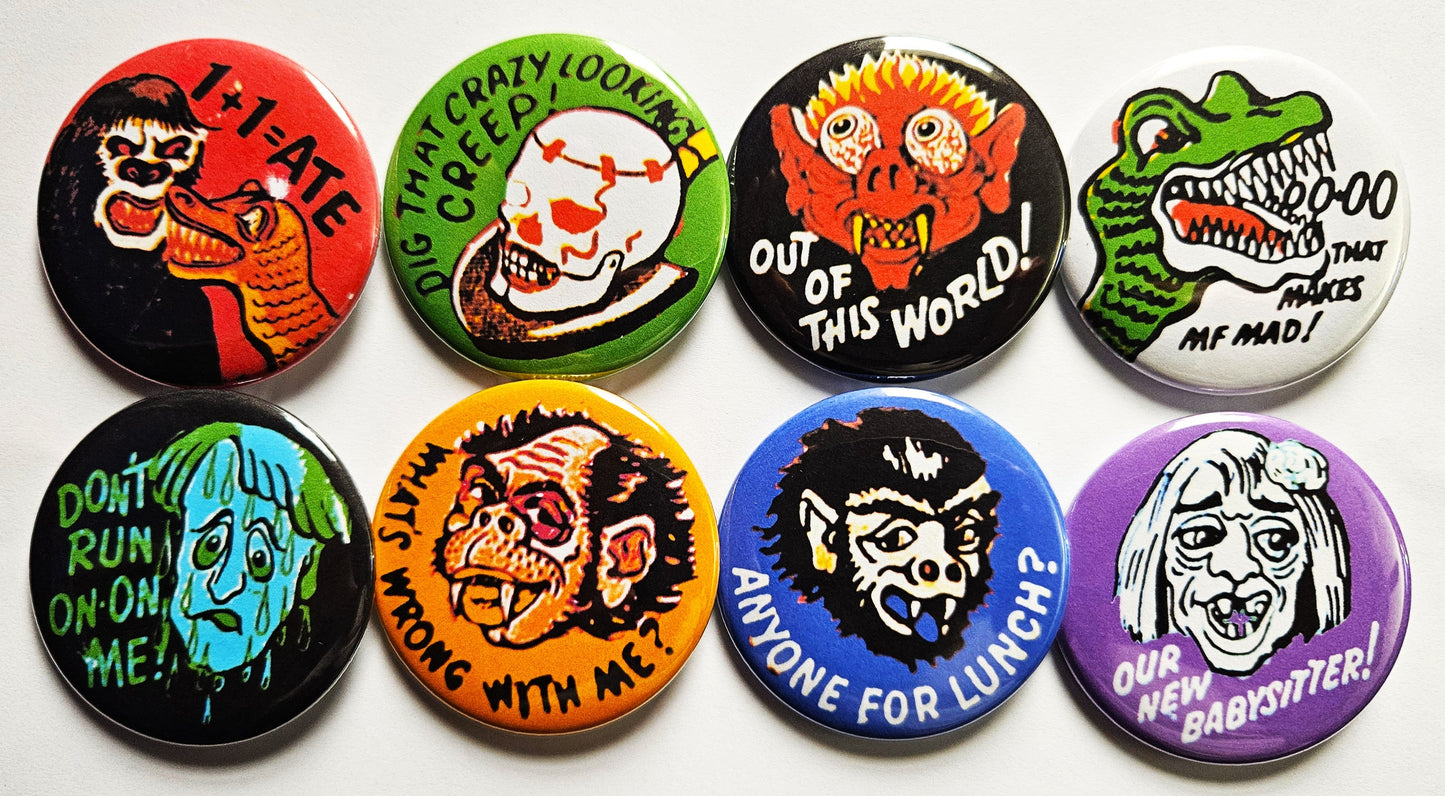 Vintage Horror Buttons Magnets & Bottle Openers. set 09