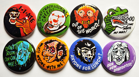 Vintage Horror Buttons Magnets & Bottle Openers. set 09