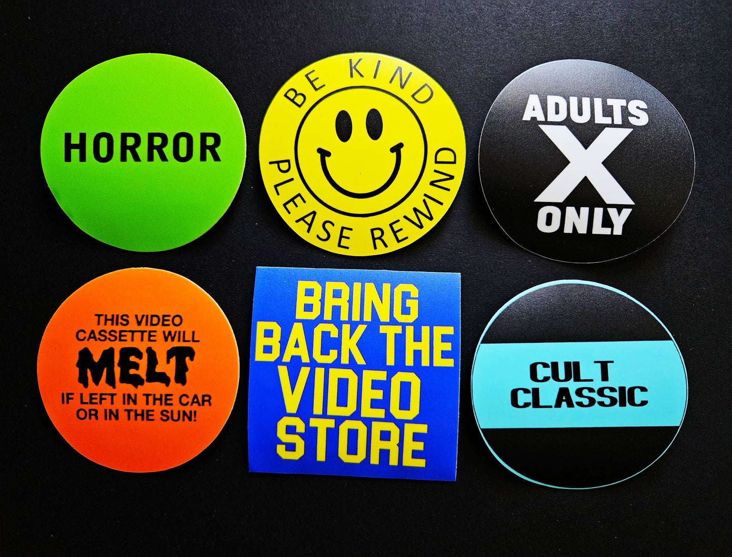 Video Rental Reproduction Vinyl Stickers 3inch