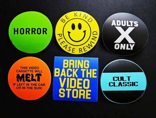 Video Rental Reproduction Vinyl Stickers 3inch
