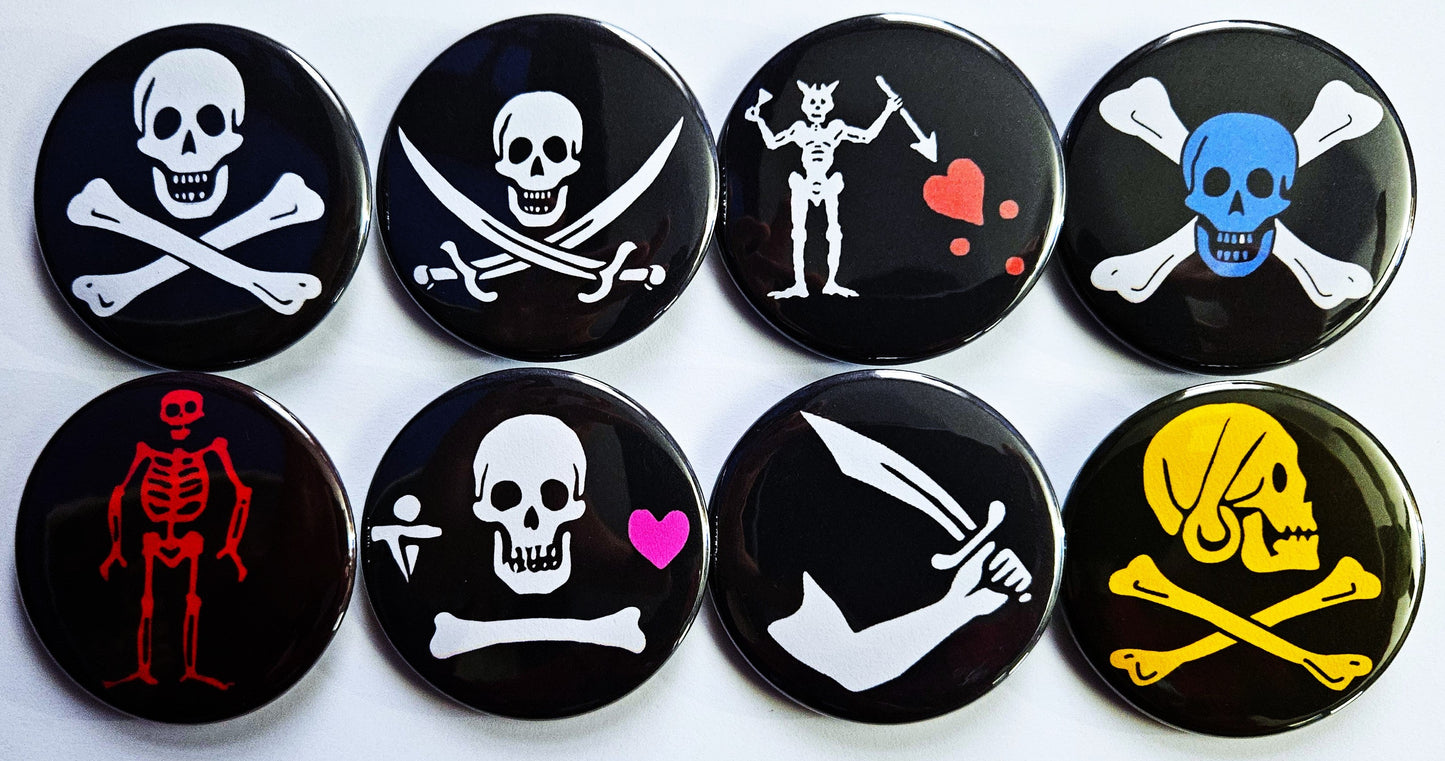 Pirate Flag Buttons Magnets & Bottle Openers.