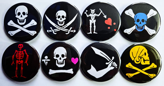 Pirate Flag Buttons Magnets & Bottle Openers.