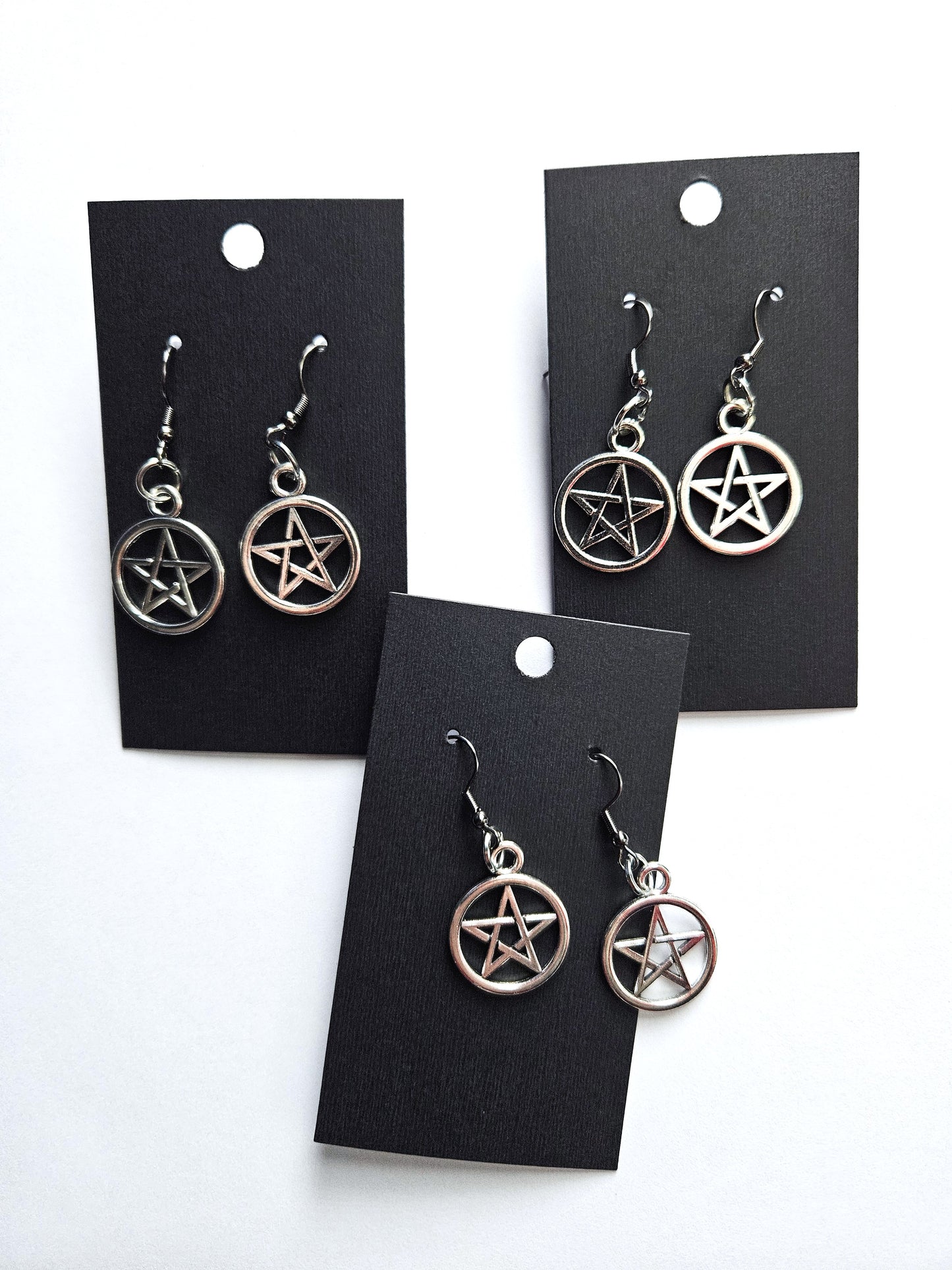 Pentagram Stainless Steel Metal Dangle Earrings