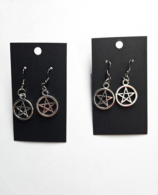 Pentagram Stainless Steel Metal Dangle Earrings
