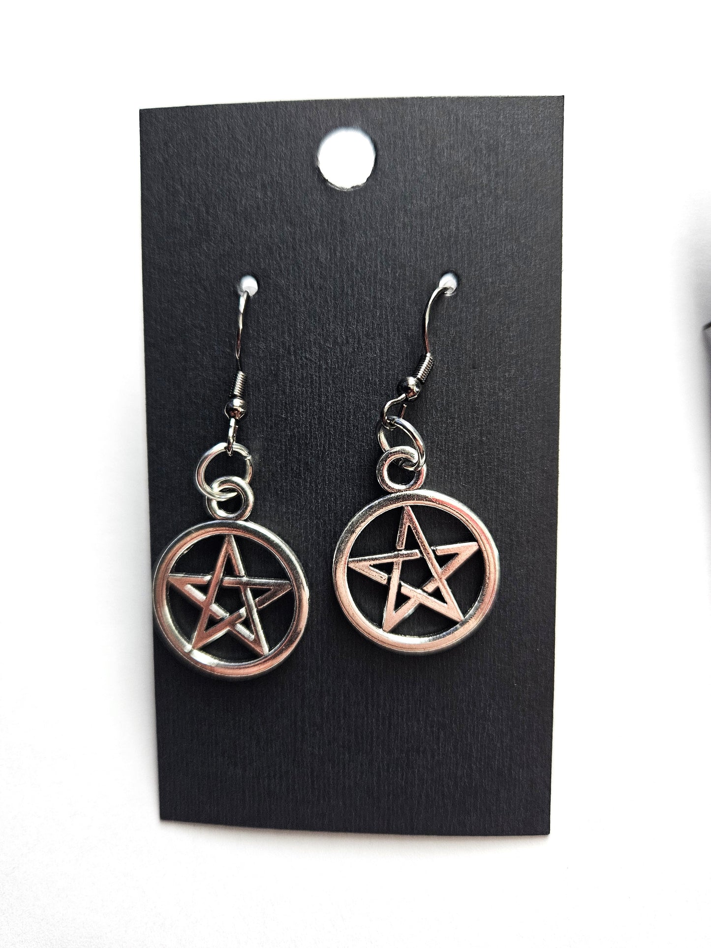 Pentagram Stainless Steel Metal Dangle Earrings
