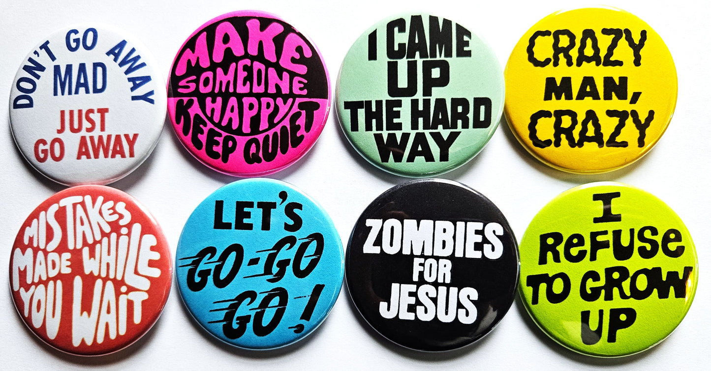 Vintage Reproduction Buttons Magnets & Bottle Openers. Set 46