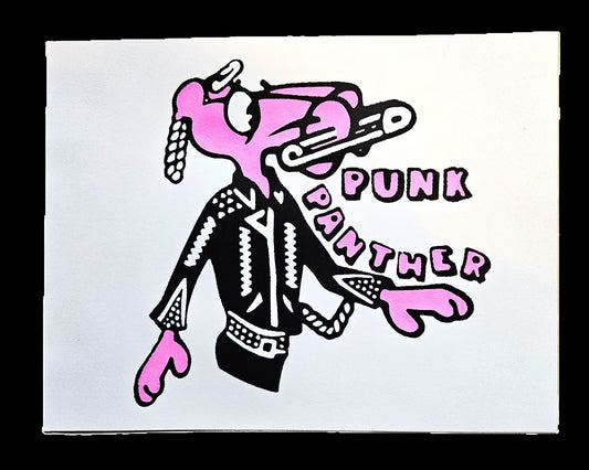 Punk Panther Screen-printed Cardstock print.