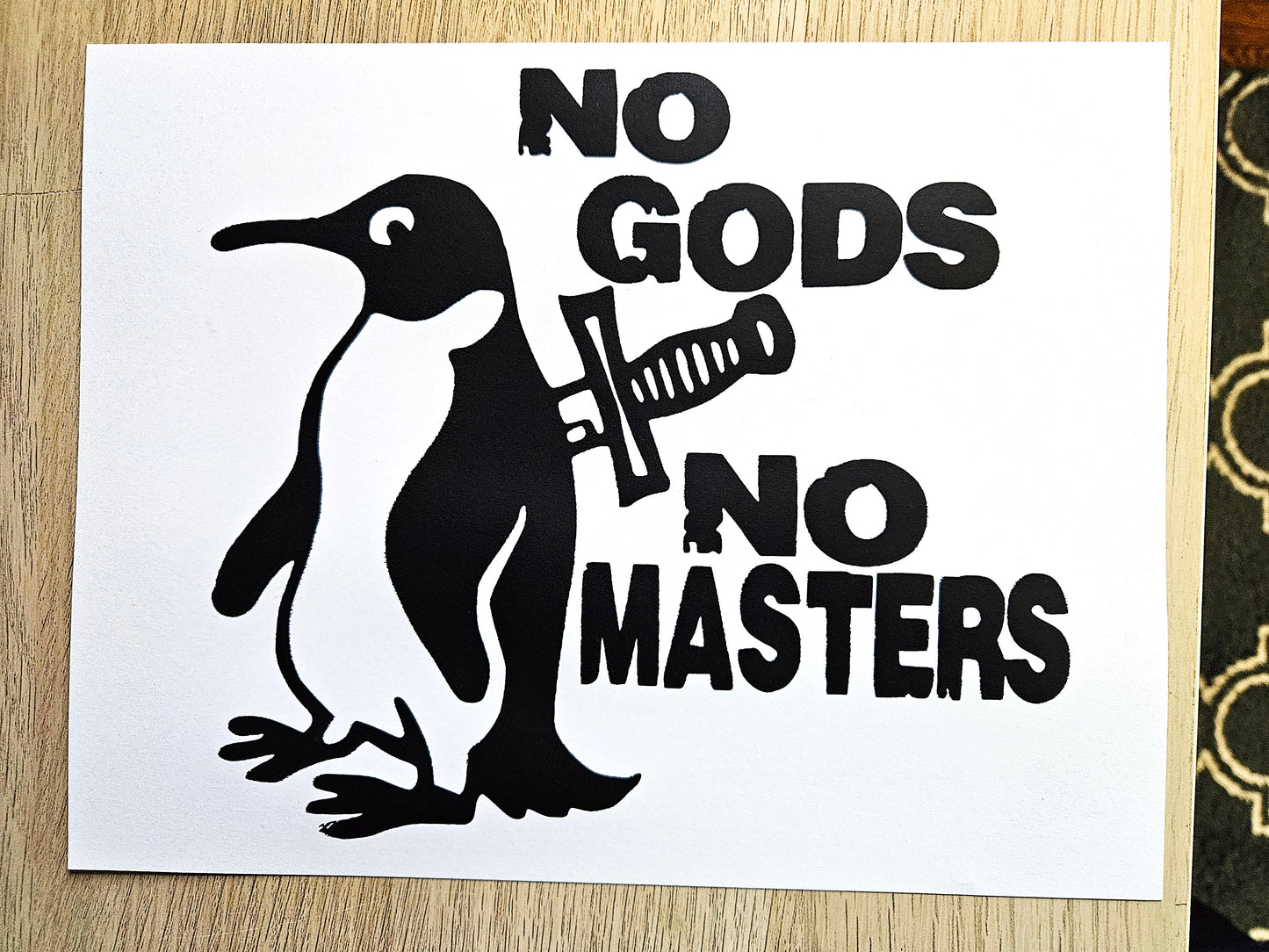 No Gods No Masters Screen-printed Cardstock print.