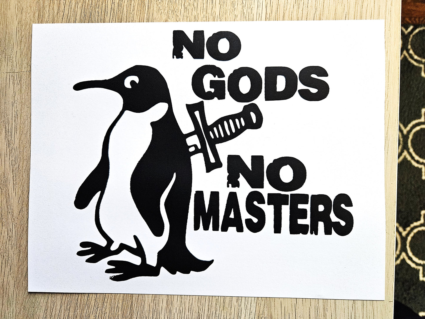 No Gods No Masters Screen-printed Cardstock print.