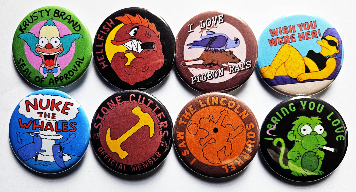 Simpsons Buttons Magnets & Bottle Openers. set 01