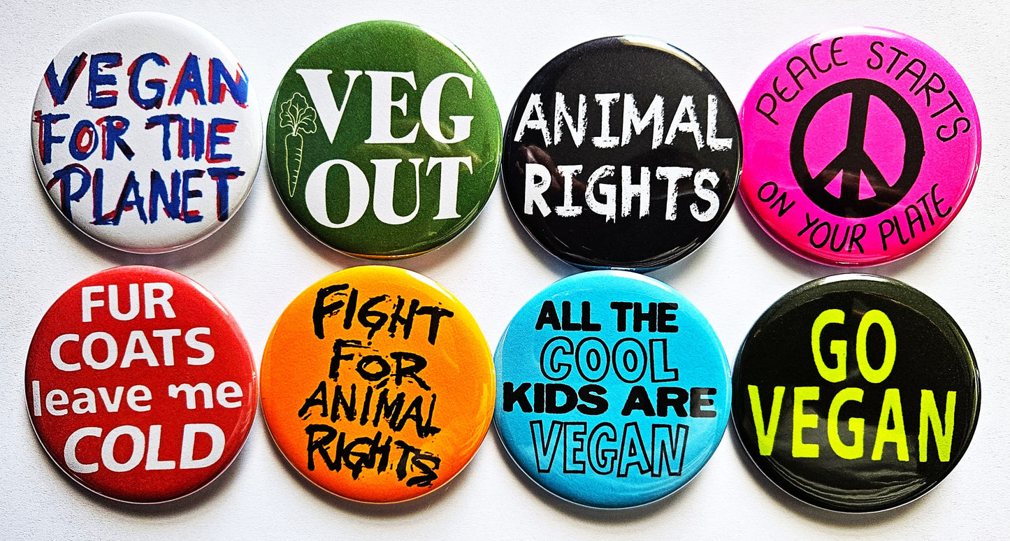 Vintage Animal Rights Buttons Magnets & Bottle Openers. set 02