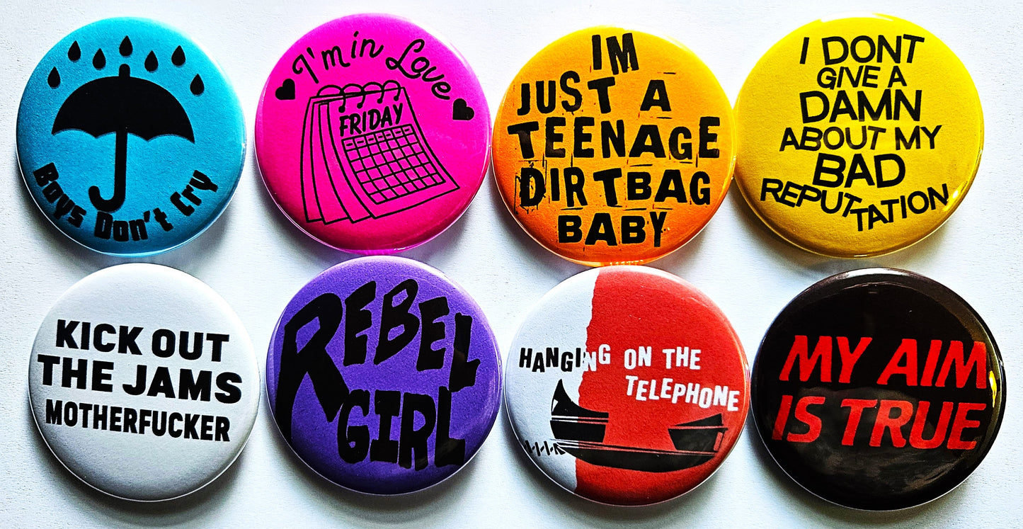 Classic Punk Rock Buttons Magnets & Bottle Openers. set 03