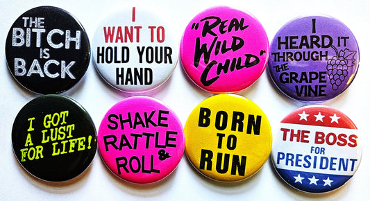 Classic Rock n Roll Buttons Magnets & Bottle Openers. set04