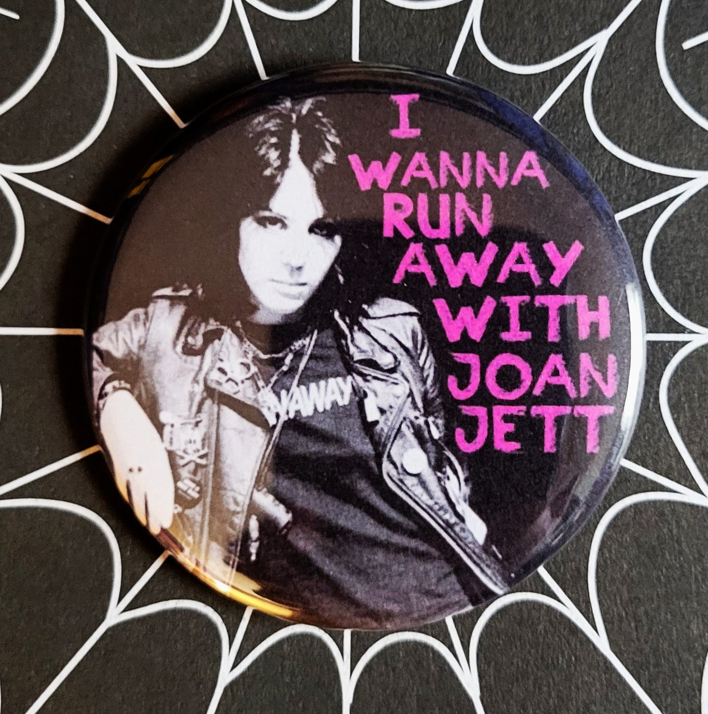 Joan Jett pinback Buttons & Bottle Openers.