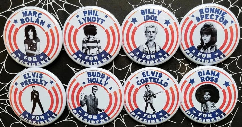 Rockers for President pinback Buttons & Bottle Openers. Set 97